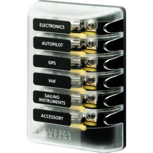 Blue Sea Systems 5018 ST Glass Fuse Block with out Negative Bus - 6 Circuit