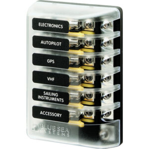 Blue Sea Systems 5015 ST Glass Fuse Block with Negative Bus