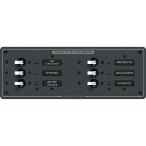 Blue Sea Systems 8097 AC 6 Position Toggle Circuit Breaker Panel - White Switches