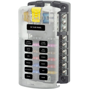 Blue Sea Systems 5026 ST Blade Fuse Block with Cover - 12 Circuit with Negative Bus