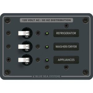 Blue Sea Systems 8058 AC 3 Position Toggle Circuit Breaker Panel - White Switches