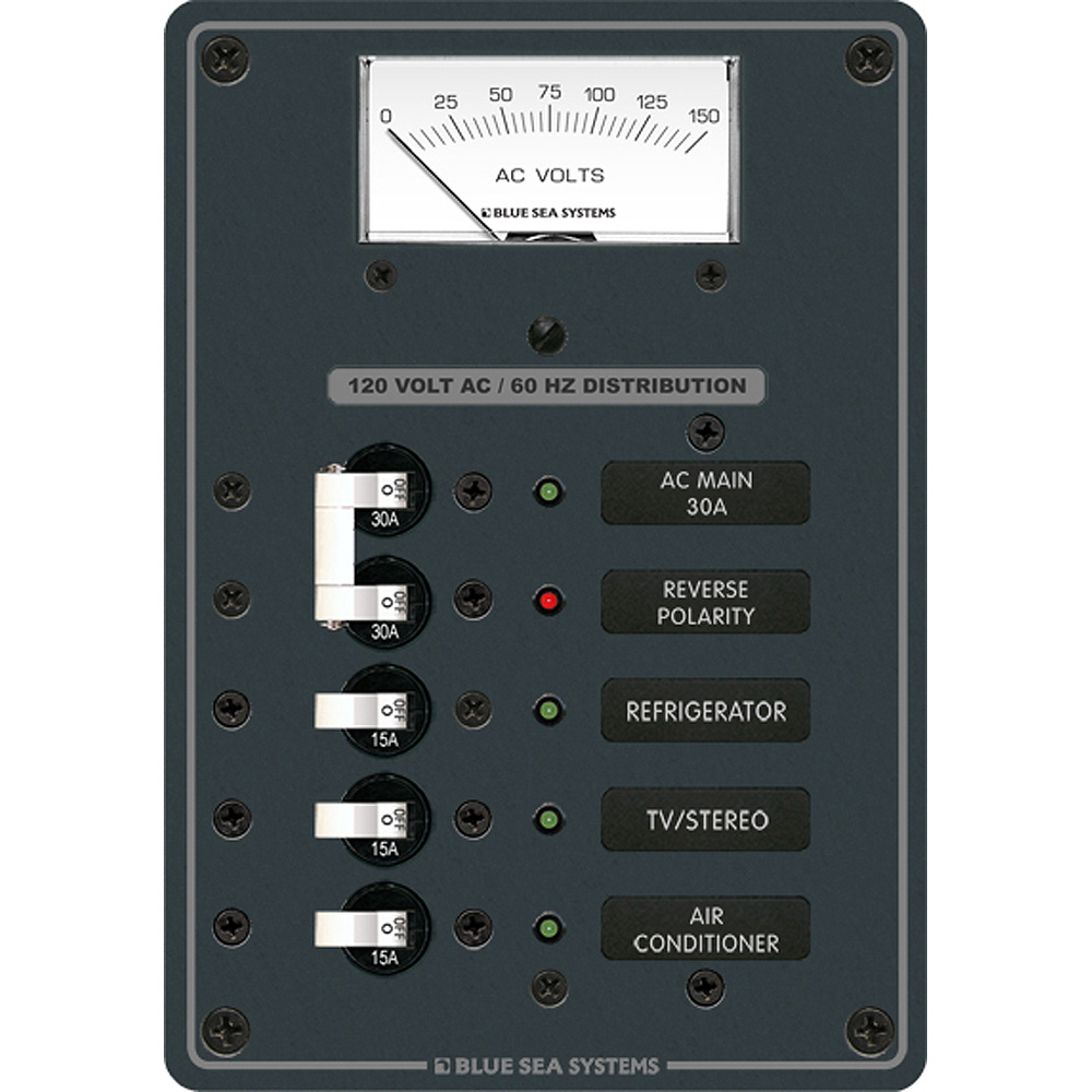 Blue Sea Systems 8043 AC Main +3 Positions Toggle Circuit Breaker Panel - White Switches 1 Blue Sea Systems 8043 AC Main +3 Positions Toggle Circuit Breaker Panel - White Switches