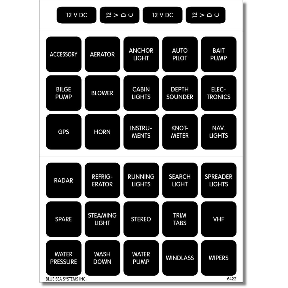 Blue Sea Systems 4215 Square Format Label Set - 30 1 Blue Sea Systems 4215 Square Format Label Set - 30