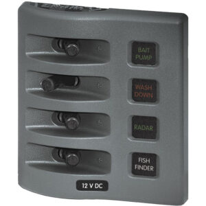 Blue Sea Systems 4304 WeatherDeck Water Resistant Fuse Panel - 4 Position - Grey