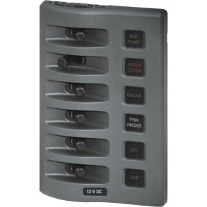 Blue Sea Systems 4306 WeatherDeck Water Resistant Fuse Panel - 6 Position - Grey