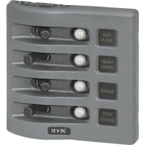 Blue Sea Systems 4374 WeatherDeck Water Resistant Circuit Breaker Panel - 4 Position - Grey
