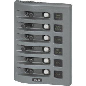 Blue Sea Systems 4376 WeatherDeck Water Resistant Circuit Breaker Panel - 6 Position - Grey