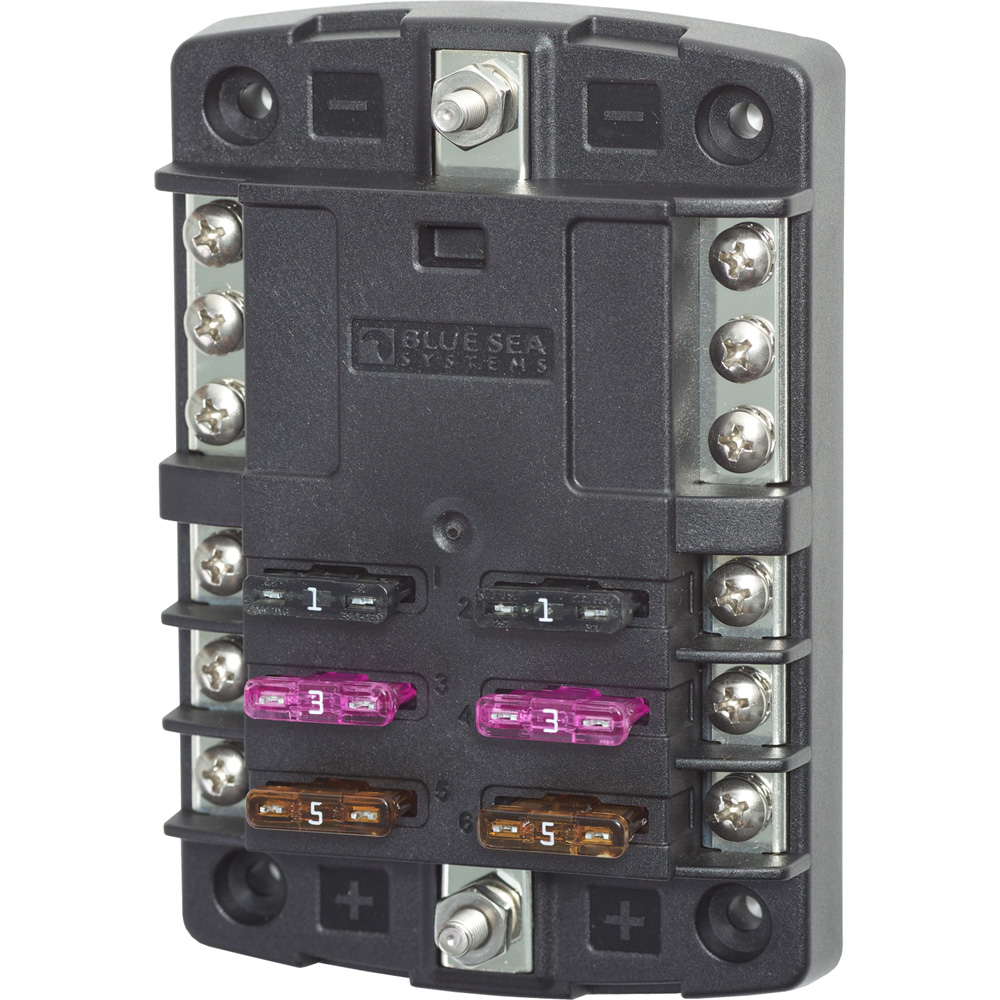 Blue Sea Systems 5030 ST Blade Fuse Block with o Cover - 6 Circuit with Negative Bus 1 Blue Sea Systems 5030 ST Blade Fuse Block with o Cover - 6 Circuit with Negative Bus