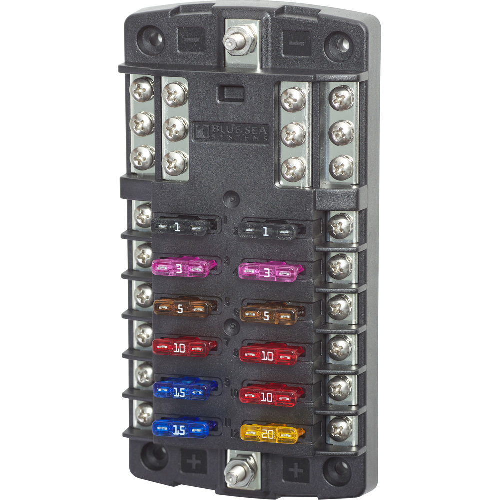 Blue Sea Systems 5031 ST Blade Fuse Block with o Cover - 12 Circuit with Negative Bus 1 Blue Sea Systems 5031 ST Blade Fuse Block with o Cover - 12 Circuit with Negative Bus