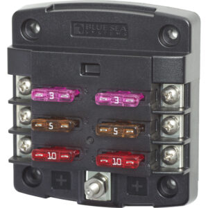 Blue Sea Systems 5033 ST Blade Fuse Block with out Cover - 6 Circuit with out Negative Bus
