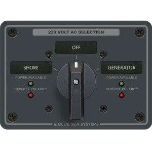 Blue Sea Systems 8357 AC Rotary Switch Panel 65 Ampere 2 Position + OFF, 2 Pole