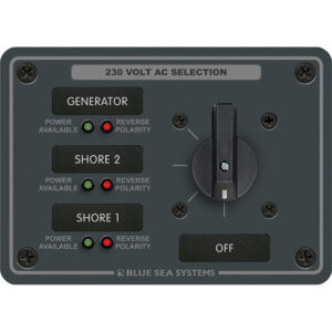 Blue Sea Systems 8358 AC Rotary Switch Panel 30 Ampere 3 Positions + OFF, 2 Pole