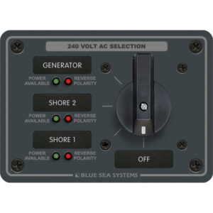 Blue Sea Systems 8361 AC Rotary Switch Panel 65 Ampere 3 Positions + OFF, 3 Pole