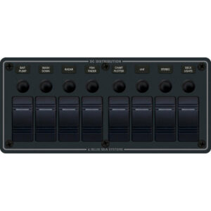Blue Sea Systems 8371 Water Resistant Panel - 8 Position - Black - Horizontal Mount