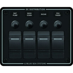 Blue Sea Systems 8372 Water Resistant 4 Position - Black - Horizontal Mount Panel