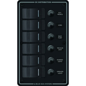 Blue Sea Systems 8373 Water Resistant 6 Position - Black - Vertical Mount Panel