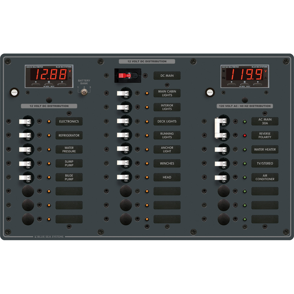 Blue Sea Systems 8408 AC Main + 6 Positions / DC Main + 18 Positions 1 Blue Sea Systems 8408 AC Main + 6 Positions / DC Main + 18 Positions