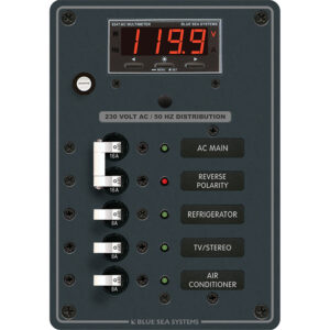 Blue Sea Systems 8505 AC Main + Branch A-Series Toggle Circuit Breaker Panel (230V) - Main + 3 Position