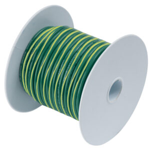 Ancor Green with Yellow Stripe 10 AWG Tinned Copper Wire - 100'