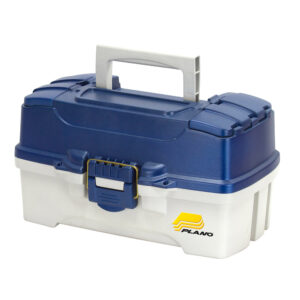 Plano 2-Tray Fishing Tackle Box with Dual Top Access - Blue Metallic/Off White