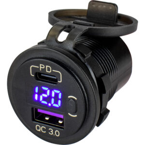 Sea-Dog Round USB & USB-C Power Socket w/Hidden Voltmeter product image