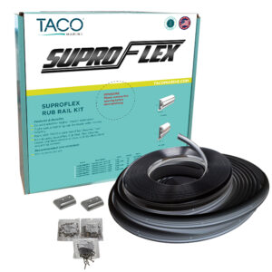TACO SuproFlex Rub Rail Kit - Black w/Flex Chrome Insert - 1.6"H x .78"W x 60'L product image