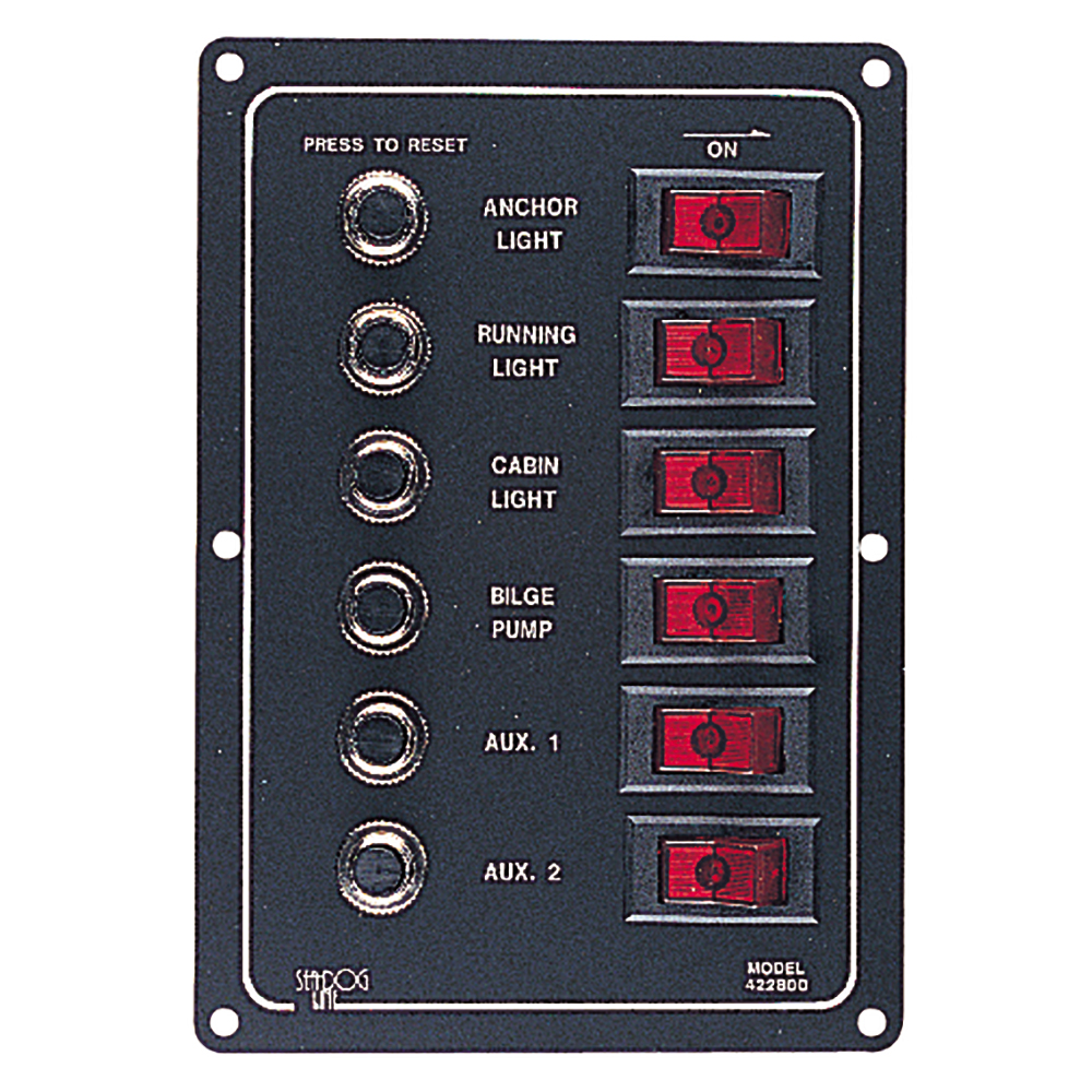 Sea-Dog Aluminum Circuit Breaker Panel - 6 Circuit 1 Sea-Dog Aluminum Circuit Breaker Panel - 6 Circuit product image
