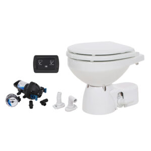 Jabsco Quiet Flush E2 Raw Water Toilet Compact Bowl - 12V - Soft Close Lid product image