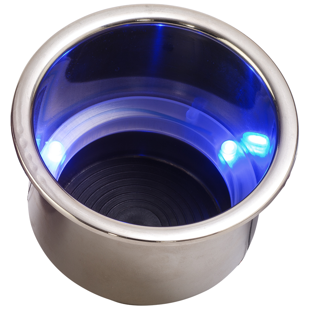 Sea-Dog LED Flush Mount Combo Drink Holder w/Drain Fitting - Blue LED 1 Sea-Dog LED Flush Mount Combo Drink Holder w/Drain Fitting - Blue LED product image