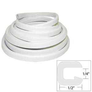 TACO Flexible Vinyl Trim - ¼" Opening x ½"W x 25'L - White product image