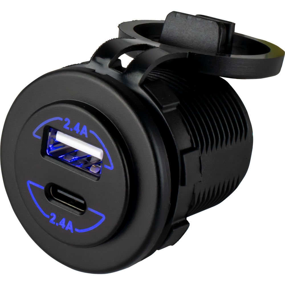 Sea-Dog Round Dual USB & USB-C Power Socket 1 Sea-Dog Round Dual USB & USB-C Power Socket product image