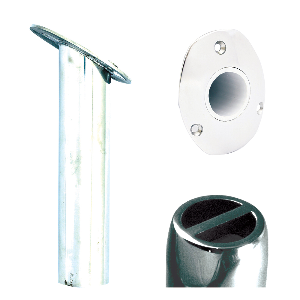 Tigress Oval Head SS Gunnel Mount Rod Holder - 30° - 9" 1 Tigress Oval Head SS Gunnel Mount Rod Holder - 30° - 9" product image