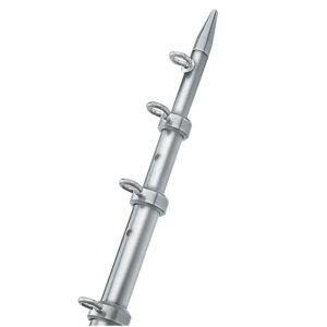 TACO 8' Center Rigger Pole - Silver w/Silver Rings & Tip - 1-1/8" Butt End Diameter product image