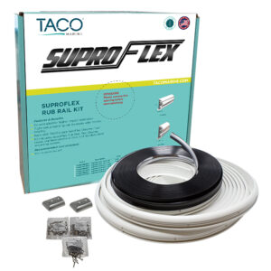 TACO SuproFlex Rub Rail Kit - White with Flex Chrome Insert - 2"H x 29/32"W x 60'L product image