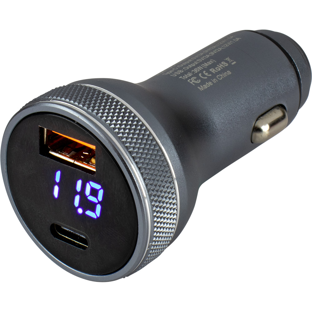 Sea-Dog Round USB & USB-C Power Plug w/Voltmeter 1 Sea-Dog Round USB & USB-C Power Plug w/Voltmeter product image