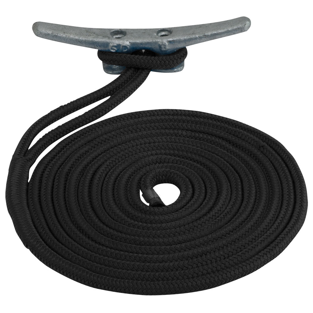 Sea-Dog Double Braided Nylon Dock Line - 5/8" x 20' - Black 1 Sea-Dog Double Braided Nylon Dock Line - 5/8" x 20' - Black product image