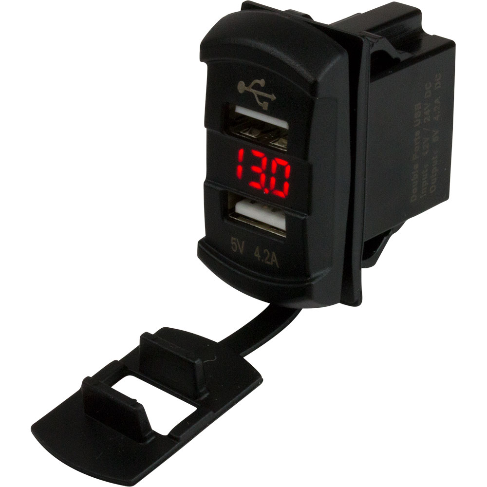 Sea-Dog Dual USB Rocker Switch Style Voltmeter w/Hidden Display 1 Sea-Dog Dual USB Rocker Switch Style Voltmeter w/Hidden Display product image