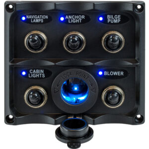 Sea-Dog Water Resistant Toggle Switch Panel w/LED Power Socket - 5 Toggle product image