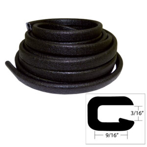 TACO Flexible Vinyl Trim - 5/32" Opening x 9/16"W x 25'L - Black product image