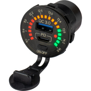Sea-Dog Round Rainbow Voltmeter w/USB & USB-C Power Socket product image