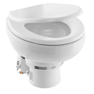 Dometic™ MasterFlush 7160 White Electric Macerating Toilet w/Orbit Base, Raw Water Flush - 12V product image