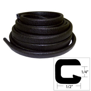 TACO Flexible Vinyl Trim - ¼" Opening x ½"W x 25'L - Black product image
