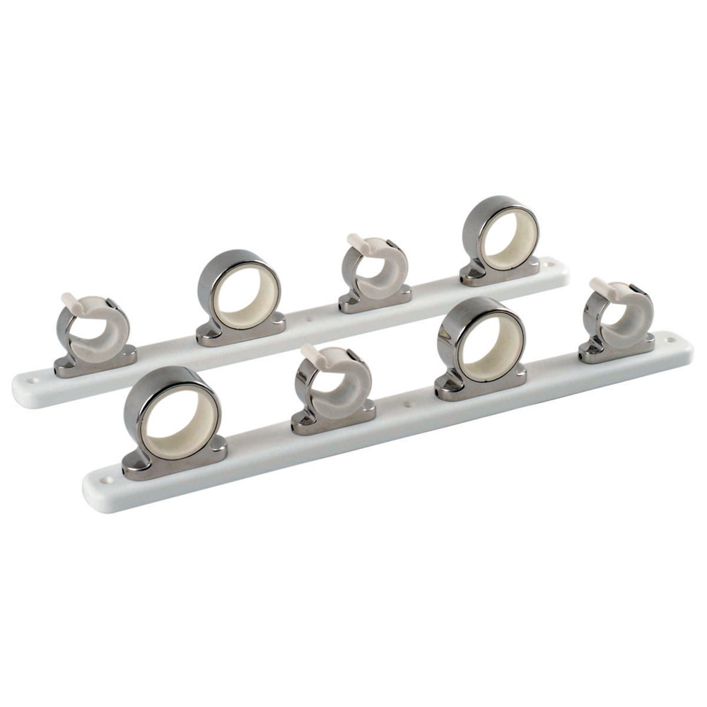 TACO 4-Rod Hanger w/Poly Rack - Polished Stainless Steel 1 TACO 4-Rod Hanger w/Poly Rack - Polished Stainless Steel product image